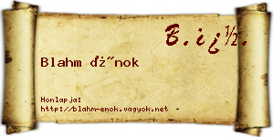 Blahm Énok névjegykártya